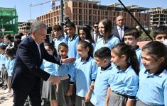 President Ilham Aliyev, First Lady Mehriban Aliyeva, President Shavkat Mirziyoyev, his spouse  attend opening of secondary school in Fuzuli (PHOTO/VIDEO)