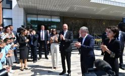 President Ilham Aliyev, First Lady Mehriban Aliyeva, President Shavkat Mirziyoyev, his spouse  attend opening of secondary school in Fuzuli (PHOTO/VIDEO)