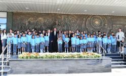President Ilham Aliyev, First Lady Mehriban Aliyeva, President Shavkat Mirziyoyev, his spouse  attend opening of secondary school in Fuzuli (PHOTO/VIDEO)