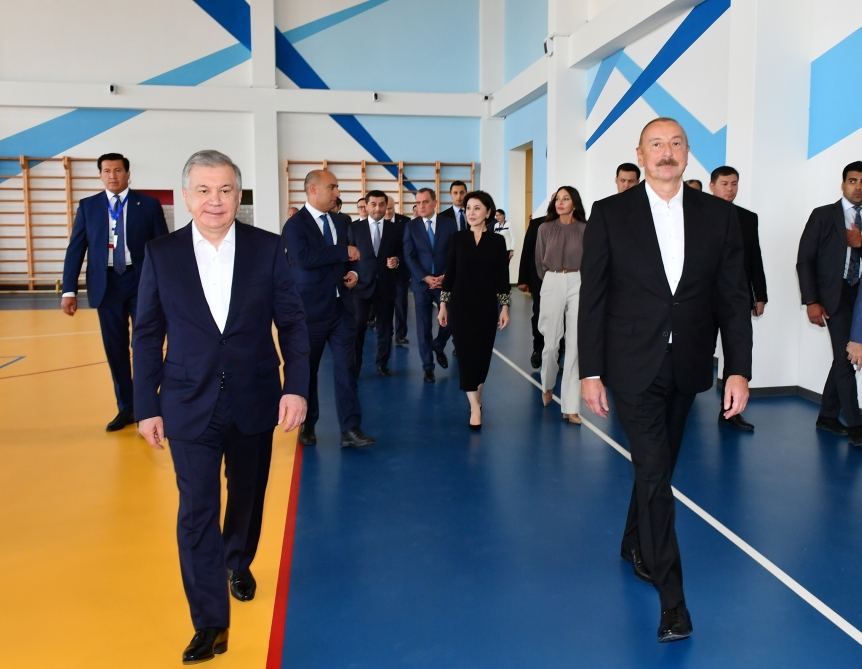 President Ilham Aliyev, First Lady Mehriban Aliyeva, President Shavkat Mirziyoyev, his spouse  attend opening of secondary school in Fuzuli (PHOTO/VIDEO)