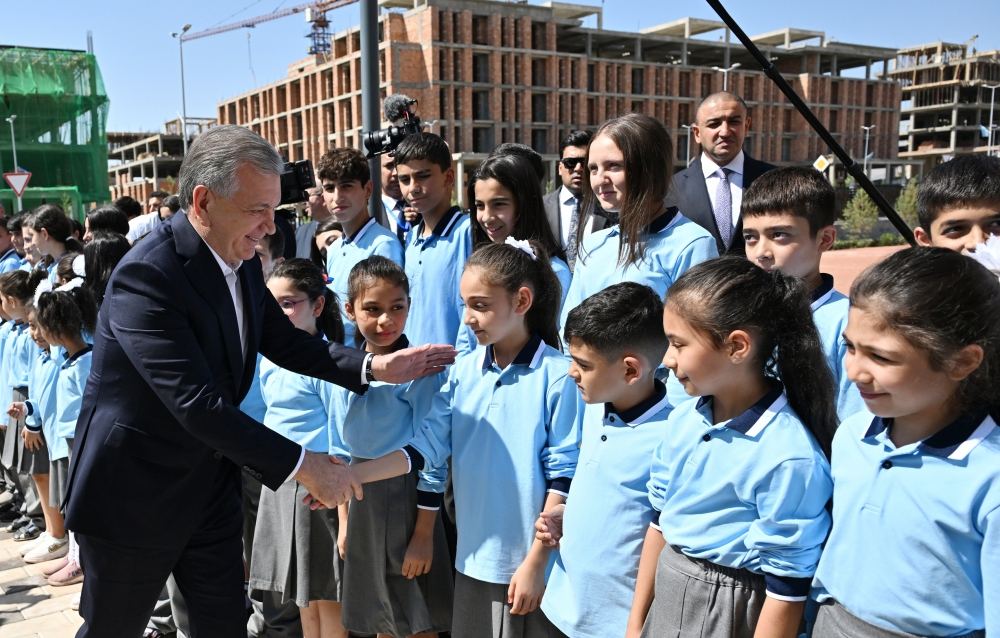 President Ilham Aliyev, First Lady Mehriban Aliyeva, President Shavkat Mirziyoyev, his spouse  attend opening of secondary school in Fuzuli (PHOTO/VIDEO)