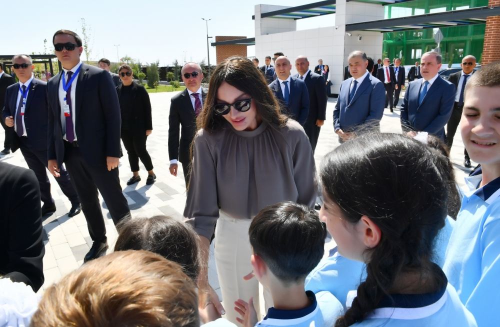 President Ilham Aliyev, First Lady Mehriban Aliyeva, President Shavkat Mirziyoyev, his spouse  attend opening of secondary school in Fuzuli (PHOTO/VIDEO)