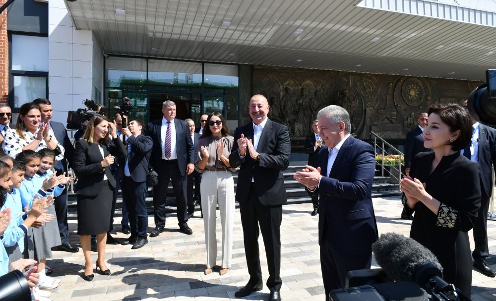 President Ilham Aliyev, First Lady Mehriban Aliyeva, President Shavkat Mirziyoyev, his spouse  attend opening of secondary school in Fuzuli (PHOTO/VIDEO)