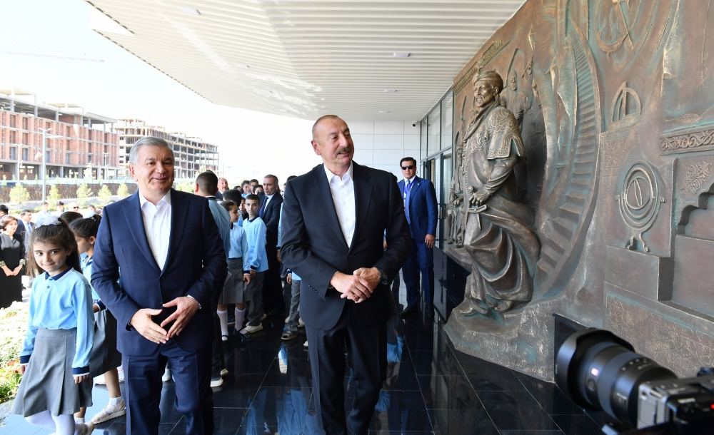 President Ilham Aliyev, First Lady Mehriban Aliyeva, President Shavkat Mirziyoyev, his spouse  attend opening of secondary school in Fuzuli (PHOTO/VIDEO)