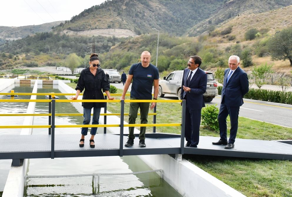 President Ilham Aliyev, First Lady Mehriban Aliyeva attend opening of "Hakari Fish Farm" (PHOTO)