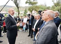 President Ilham Aliyev, First Lady Mehriban Aliyeva get acquainted with work done in Lachin's Zabukh, meet village residents (PHOTO/VIDEO)
