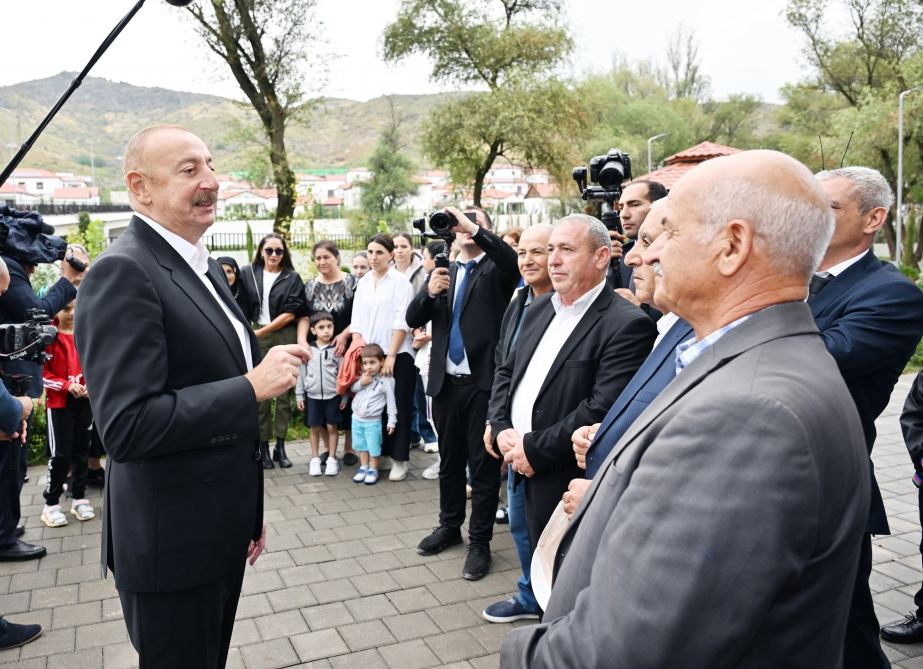 President Ilham Aliyev, First Lady Mehriban Aliyeva get acquainted with work done in Lachin's Zabukh, meet village residents (PHOTO/VIDEO)