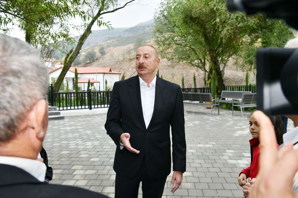 President Ilham Aliyev, First Lady Mehriban Aliyeva get acquainted with work done in Lachin's Zabukh, meet village residents (PHOTO/VIDEO)