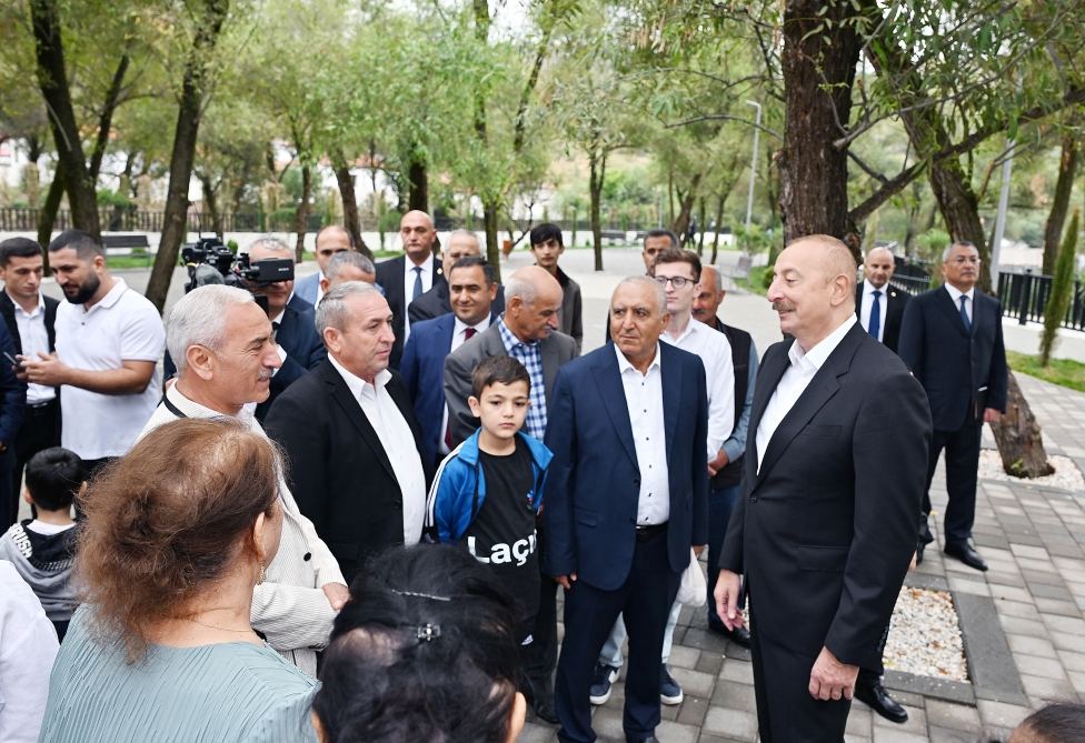 President Ilham Aliyev, First Lady Mehriban Aliyeva get acquainted with work done in Lachin's Zabukh, meet village residents (PHOTO/VIDEO)