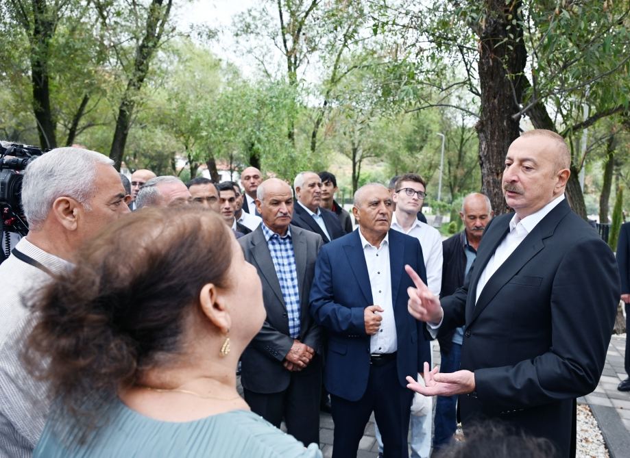 President Ilham Aliyev, First Lady Mehriban Aliyeva get acquainted with work done in Lachin's Zabukh, meet village residents (PHOTO/VIDEO)