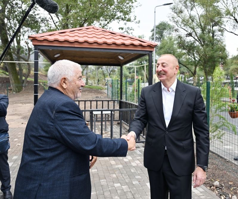 President Ilham Aliyev, First Lady Mehriban Aliyeva get acquainted with work done in Lachin's Zabukh, meet village residents (PHOTO/VIDEO)