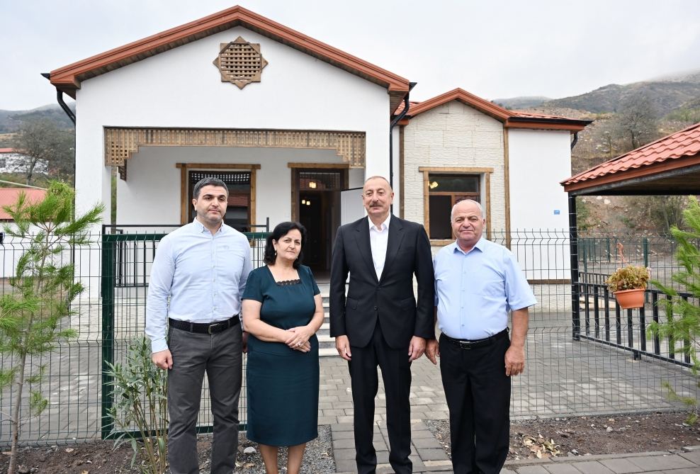 President Ilham Aliyev, First Lady Mehriban Aliyeva get acquainted with work done in Lachin's Zabukh, meet village residents (PHOTO/VIDEO)
