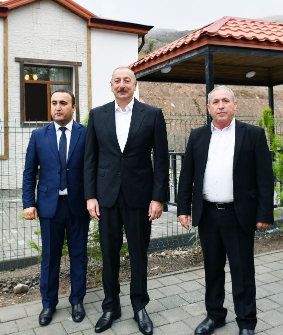 President Ilham Aliyev, First Lady Mehriban Aliyeva get acquainted with work done in Lachin's Zabukh, meet village residents (PHOTO/VIDEO)