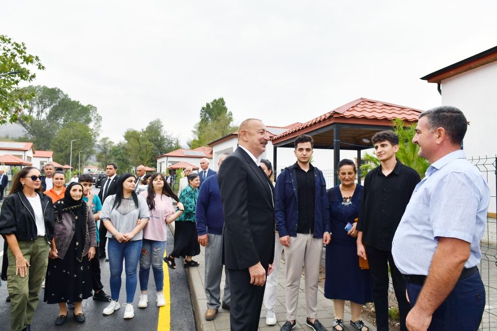 President Ilham Aliyev, First Lady Mehriban Aliyeva get acquainted with work done in Lachin's Zabukh, meet village residents (PHOTO/VIDEO)