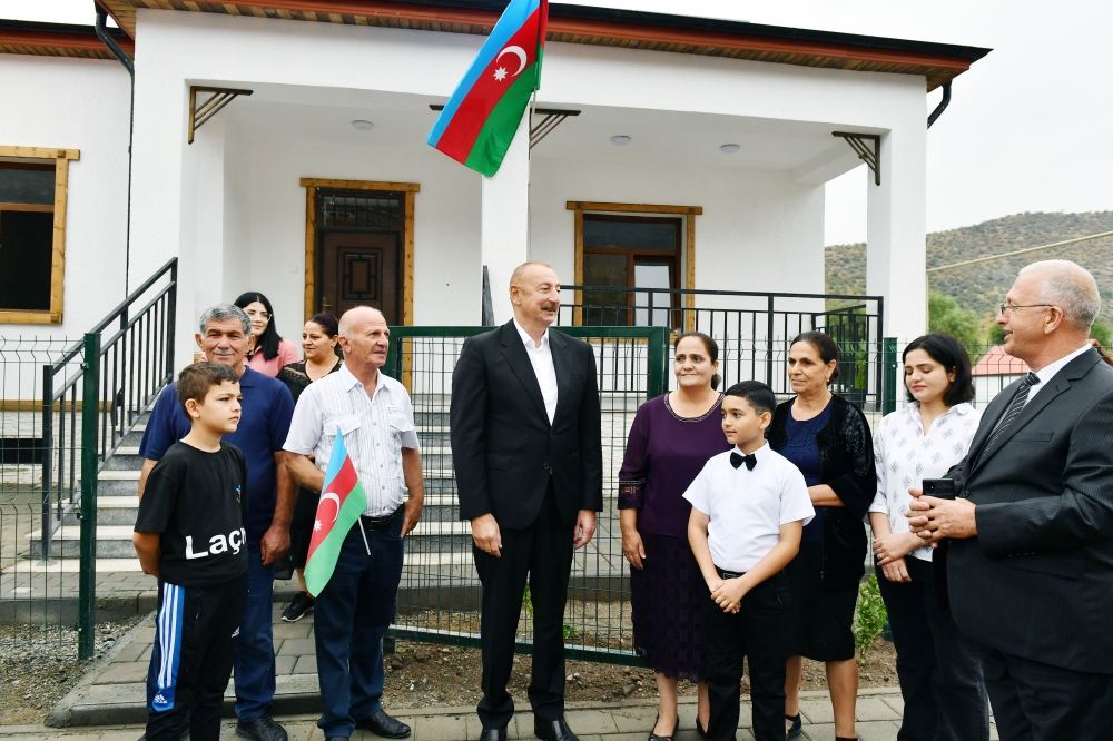 President Ilham Aliyev, First Lady Mehriban Aliyeva get acquainted with work done in Lachin's Zabukh, meet village residents (PHOTO/VIDEO)