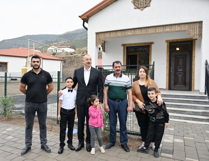 President Ilham Aliyev, First Lady Mehriban Aliyeva get acquainted with work done in Lachin's Zabukh, meet village residents (PHOTO/VIDEO)