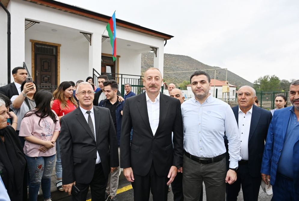 President Ilham Aliyev, First Lady Mehriban Aliyeva get acquainted with work done in Lachin's Zabukh, meet village residents (PHOTO/VIDEO)
