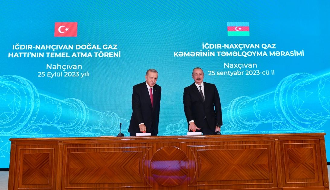 President Ilham Aliyev, President Recep Tayyip Erdogan attended groundbreaking ceremony for Igdir-Nakhchivan gas pipeline (PHOTO/VIDEO)