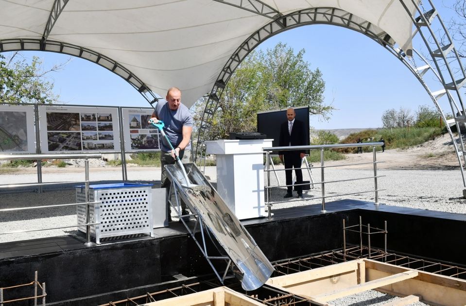 President Ilham Aliyev lays foundation of Alibeyli village in Zangilan (PHOTO)