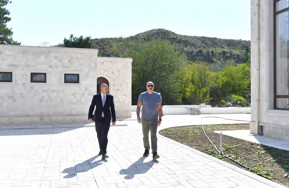 President Ilham Aliyev gets acquainted with work done in Zangilan city Mosque built by Heydar Aliyev Foundation (PHOTO/VIDEO)