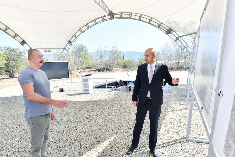 President Ilham Aliyev lays foundation stone for Zangilan village (PHOTO/VIDEO)
