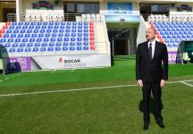 President Ilham Aliyev views conditions created at rebuilt Sumgayit City Stadium (PHOTO/VIDEO)