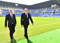 President Ilham Aliyev views conditions created at rebuilt Sumgayit City Stadium (PHOTO/VIDEO)