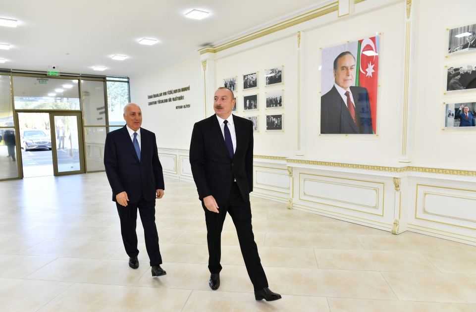 President Ilham Aliyev views conditions created at rebuilt Sumgayit City Stadium (PHOTO/VIDEO)