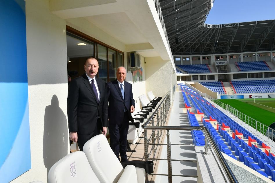 President Ilham Aliyev views conditions created at rebuilt Sumgayit City Stadium (PHOTO/VIDEO)