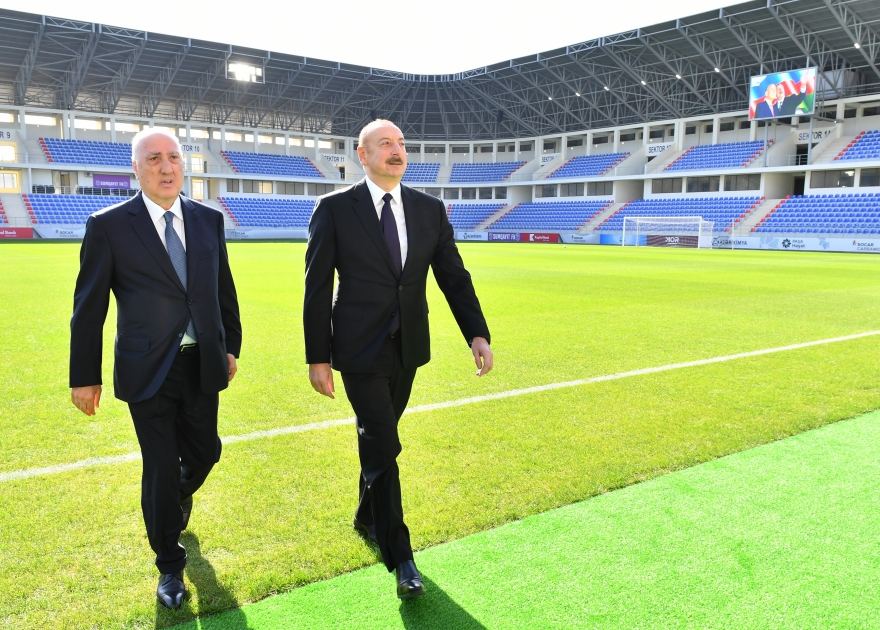 President Ilham Aliyev views conditions created at rebuilt Sumgayit City Stadium (PHOTO/VIDEO)