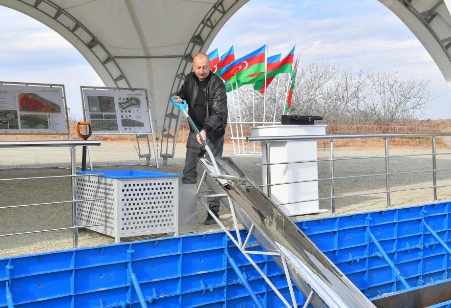 President Ilham Aliyev participates in foundation laying ceremony for village of Bash Garvand in Aghdam (VIDEO)