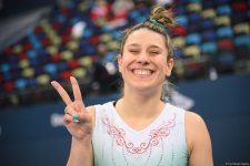 National Gymnastics Arena hosts podium workouts for World Cup trampoline and tumbling competitors (PHOTO)