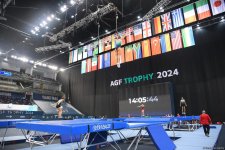 National Gymnastics Arena hosts podium workouts for World Cup trampoline and tumbling competitors (PHOTO)