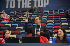 National Gymnastics Arena hosts podium workouts for World Cup trampoline and tumbling competitors (PHOTO)