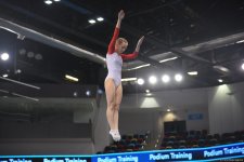 National Gymnastics Arena hosts podium workouts for World Cup trampoline and tumbling competitors (PHOTO)