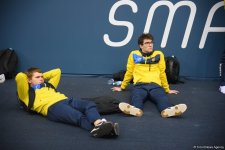 National Gymnastics Arena hosts podium workouts for World Cup trampoline and tumbling competitors (PHOTO)