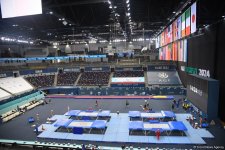 National Gymnastics Arena hosts podium workouts for World Cup trampoline and tumbling competitors (PHOTO)