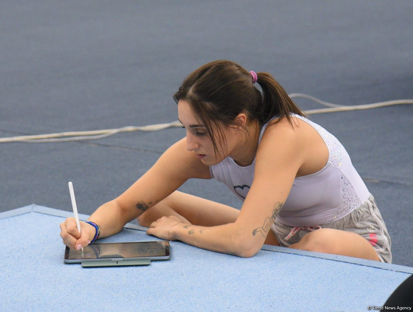 National Gymnastics Arena hosts podium workouts for World Cup trampoline and tumbling competitors (PHOTO)