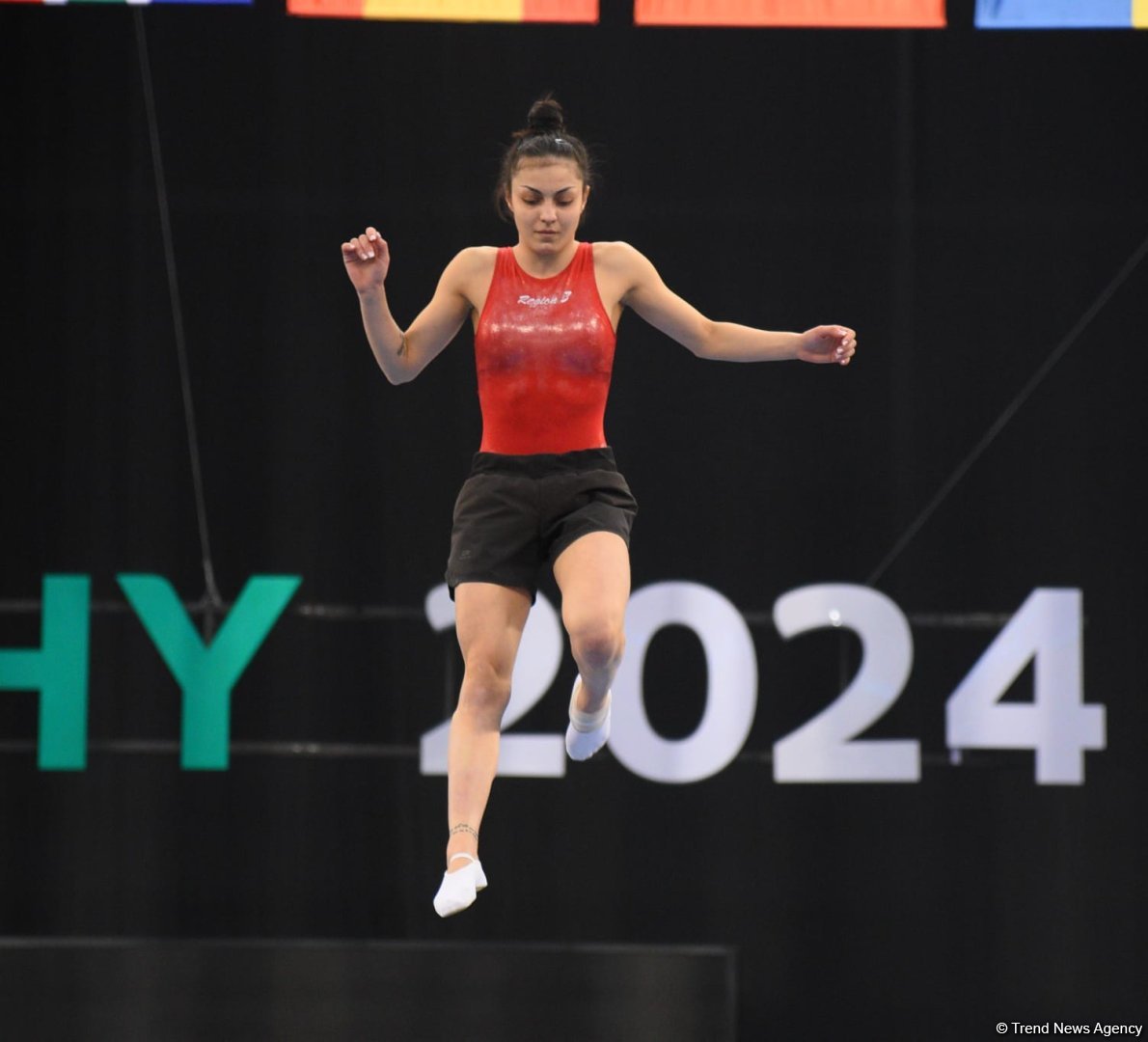 National Gymnastics Arena hosts podium workouts for World Cup trampoline and tumbling competitors (PHOTO)