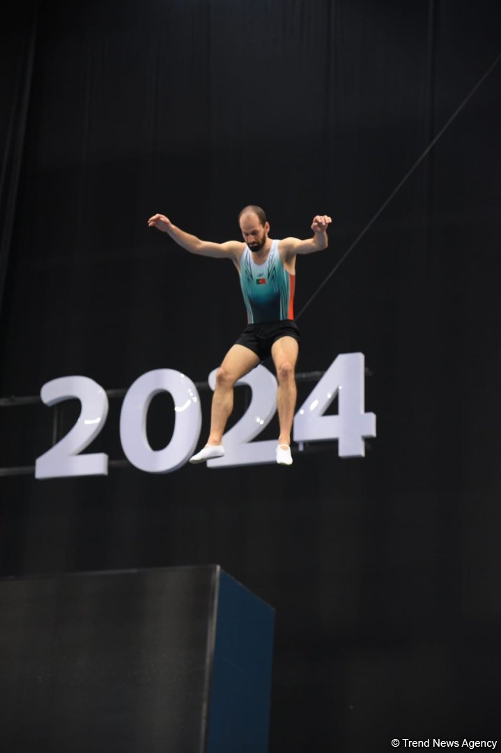 National Gymnastics Arena hosts podium workouts for World Cup trampoline and tumbling competitors (PHOTO)