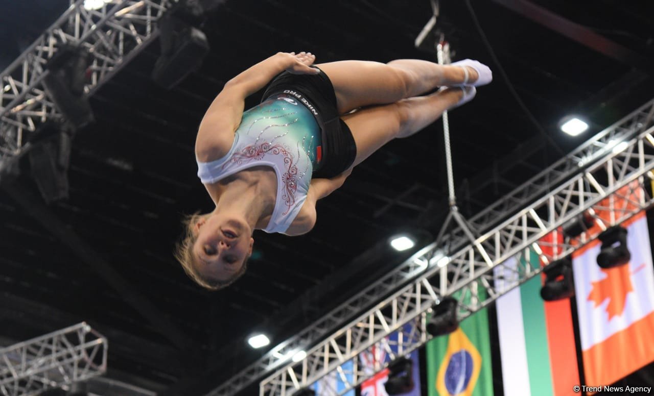 National Gymnastics Arena hosts podium workouts for World Cup trampoline and tumbling competitors (PHOTO)