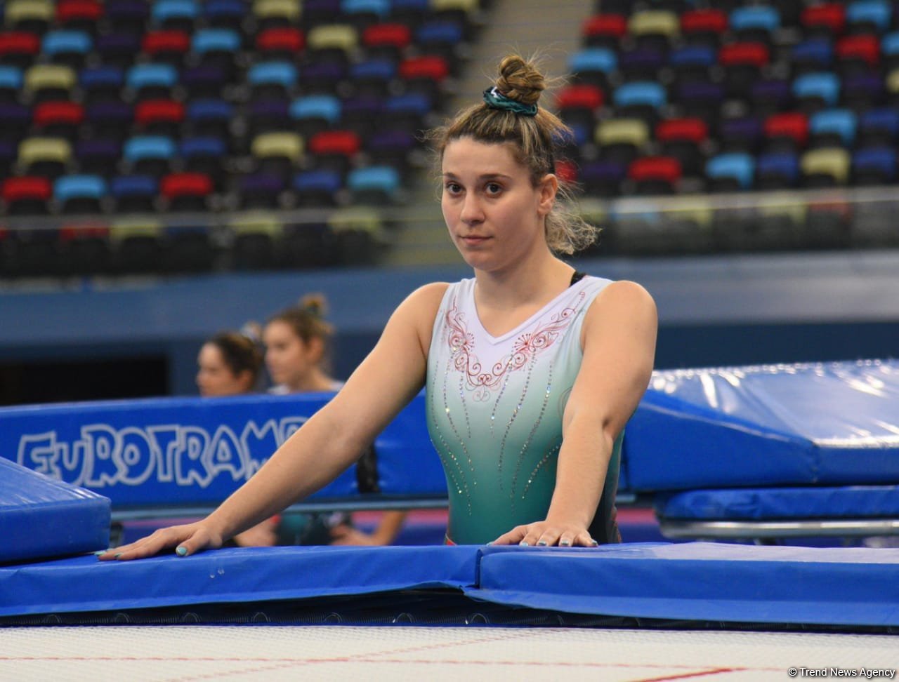 National Gymnastics Arena hosts podium workouts for World Cup trampoline and tumbling competitors (PHOTO)