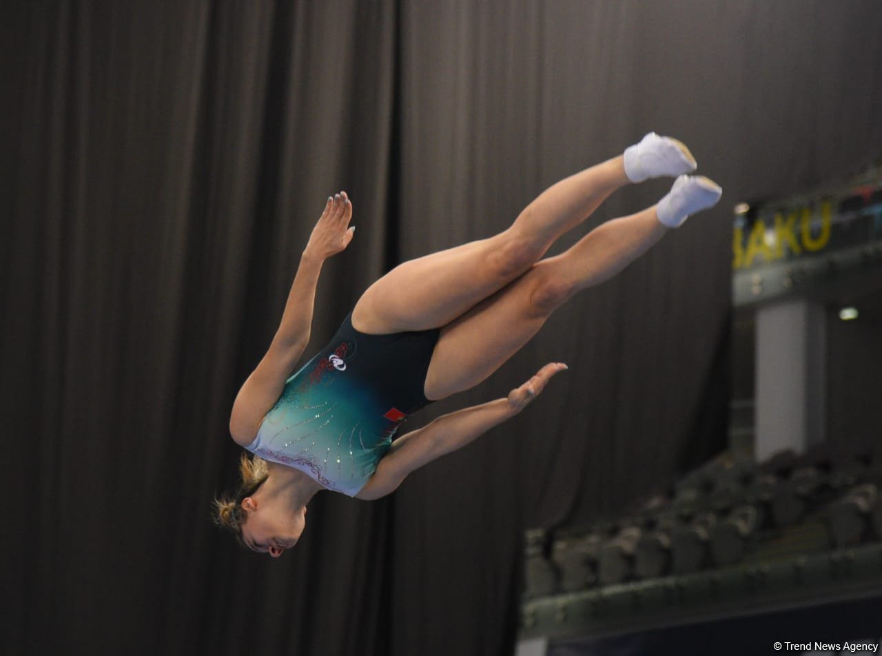 National Gymnastics Arena hosts podium workouts for World Cup trampoline and tumbling competitors (PHOTO)