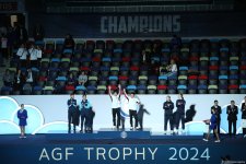 World Cup in Baku: winners of synchronized trampoline program receive awards (PHOTO)