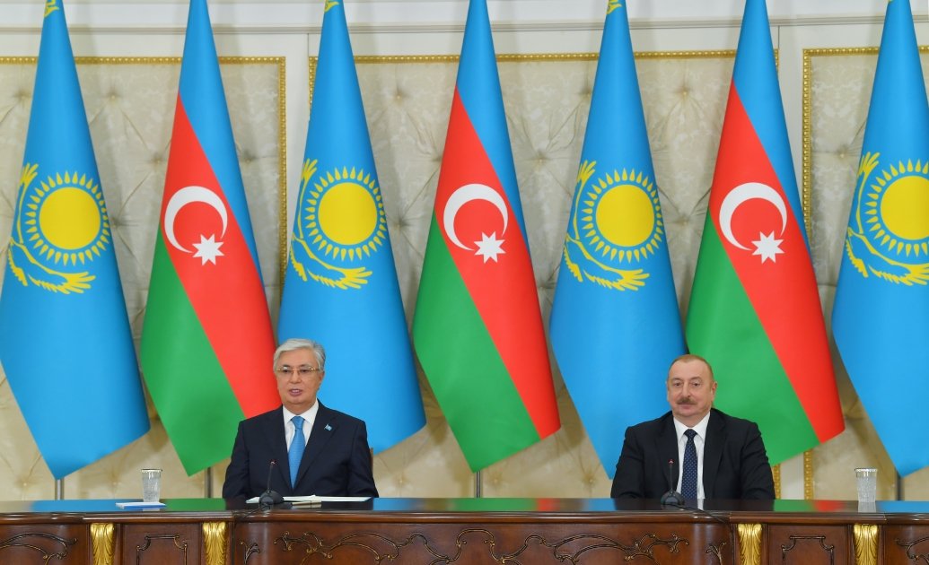 President Ilham Aliyev, President Kassym-Jomart Tokayev make press statements (PHOTO/VIDEO)