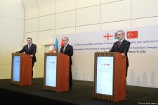 Azerbaijani, Turkish, Georgian FMs hold joint press conference (PHOTO/VIDEO)