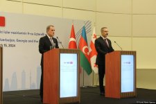 Azerbaijani, Turkish, Georgian FMs hold joint press conference (PHOTO/VIDEO)