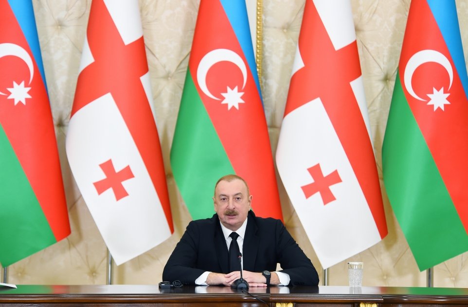 President Ilham Aliyev, PM Irakli Kobakhidze make press statements (PHOTO/VIDEO)
