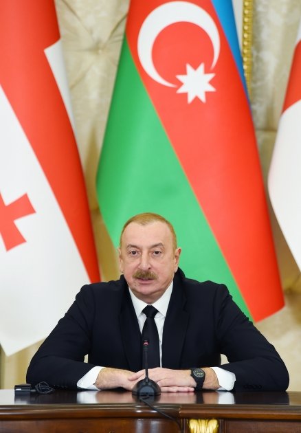 President Ilham Aliyev, PM Irakli Kobakhidze make press statements (PHOTO/VIDEO)