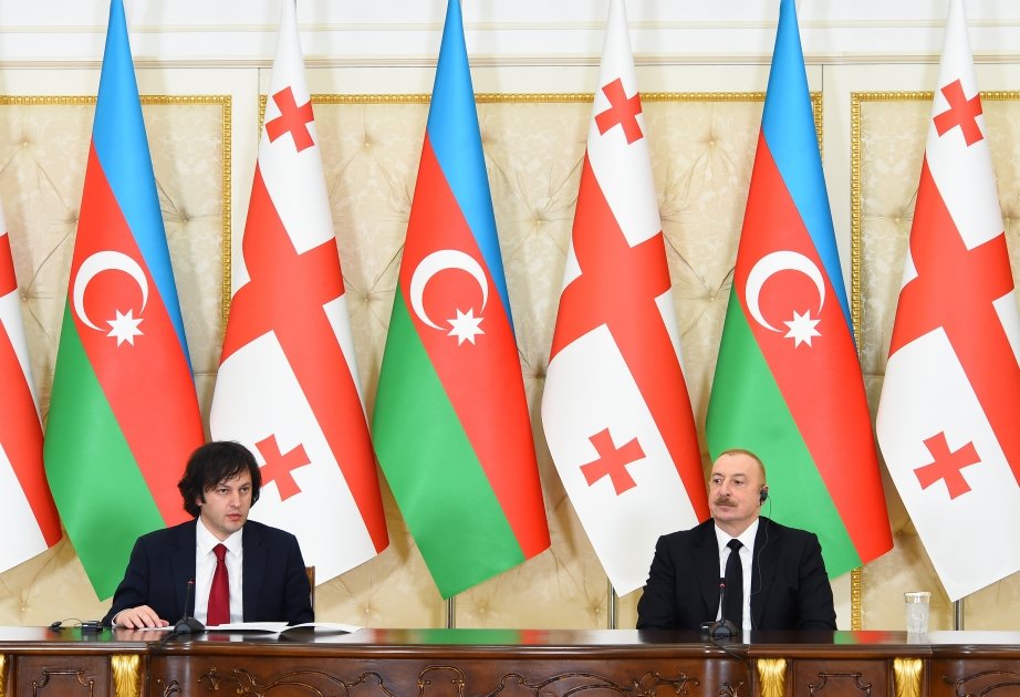 President Ilham Aliyev, PM Irakli Kobakhidze make press statements (PHOTO/VIDEO)